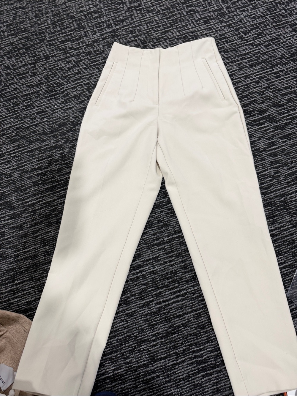 Zara Off-White High-Waist Tailored Trousers